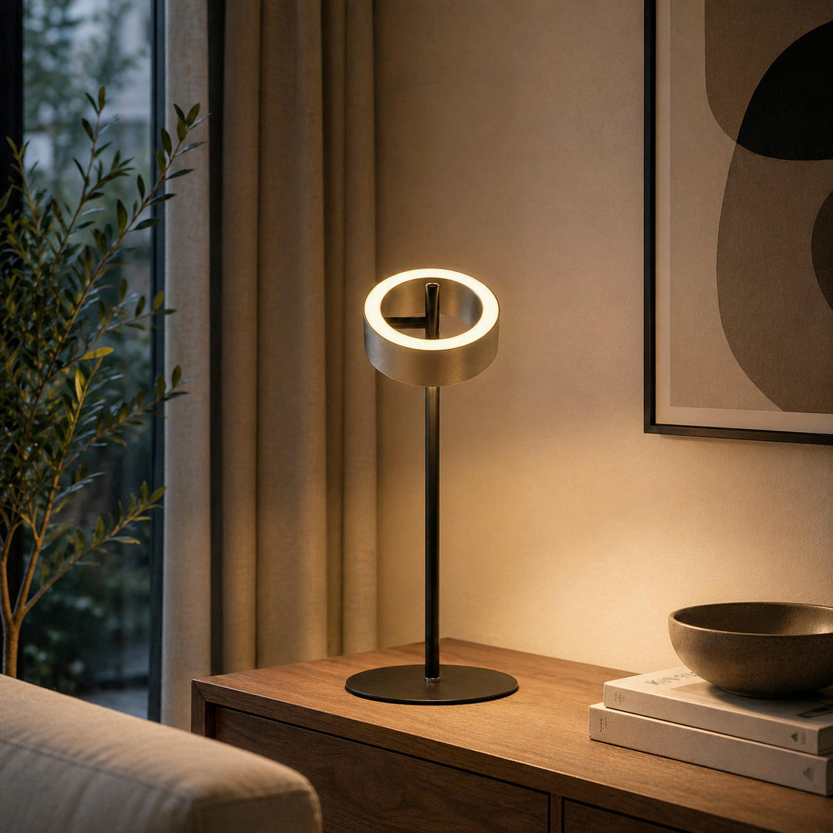 LED-TISCHLEUCHTE - Schwarz/Braun, Design, Metall (15/45cm) - Brilliant