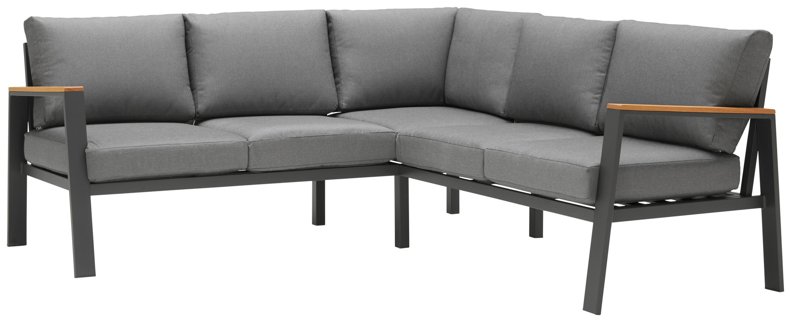 LOUNGEGARNITUR 200/200 cm Eukalyptusholz massiv Aluminium  - Anthrazit/Naturfarben, Design, Holz/Textil (200/200cm) - Ambia Garden