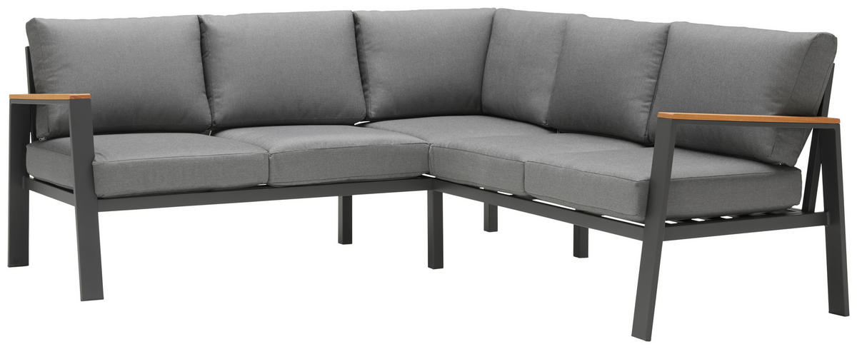 LOUNGEGARNITUR 200/200 cm Eukalyptusholz massiv Aluminium  - Anthrazit/Naturfarben, Design, Holz/Textil (200/200cm) - Ambia Garden