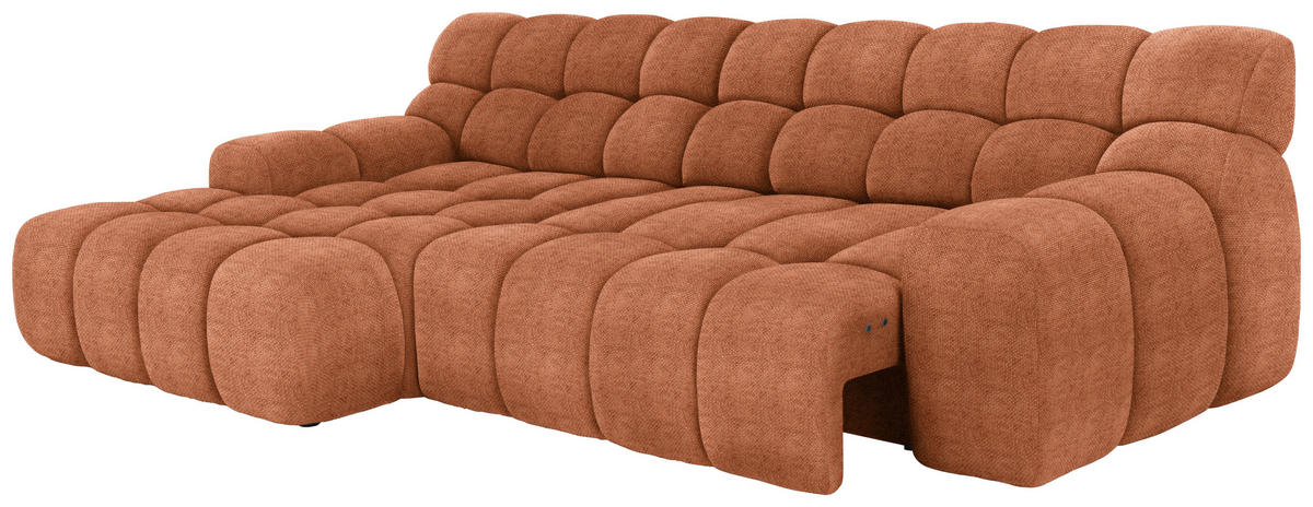 ECKSOFA in Webstoff Rostfarben  180/297 cm  - Rostfarben/Schwarz, MODERN, Kunststoff/Textil (180/297cm) - Welnova