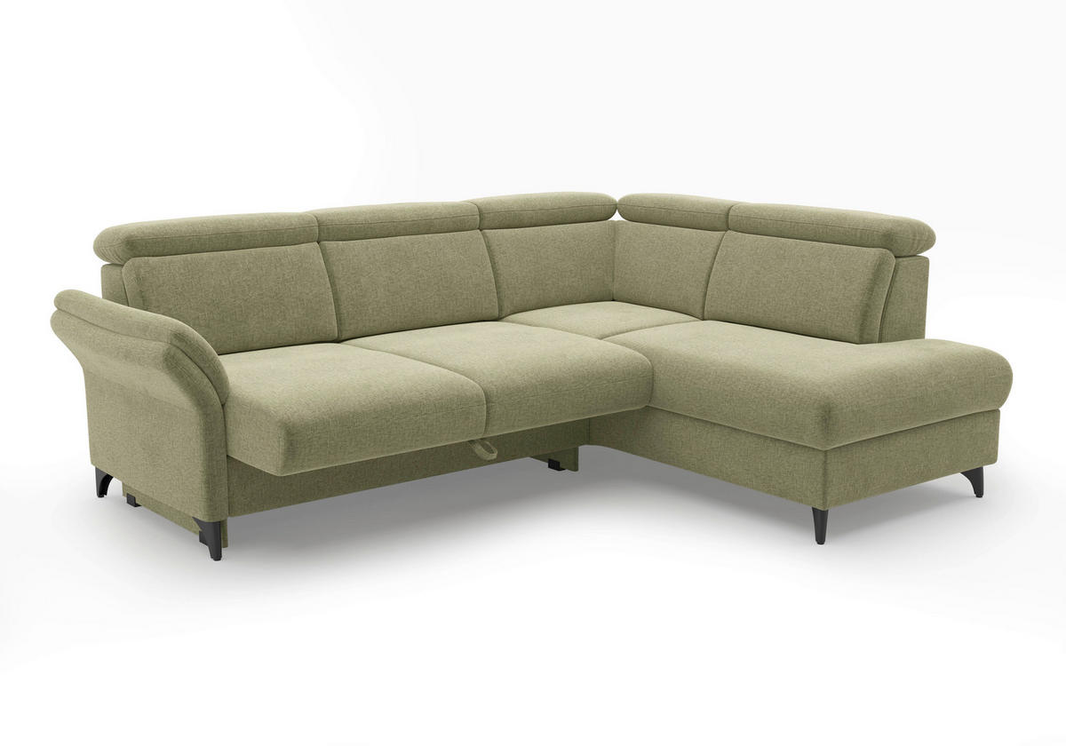 ECKSOFA GLENDALE E in Flachgewebe Hellgrün  247/193 cm  - Schwarz/Hellgrün, KONVENTIONELL, Textil/Metall (247/193cm) - Sit & More