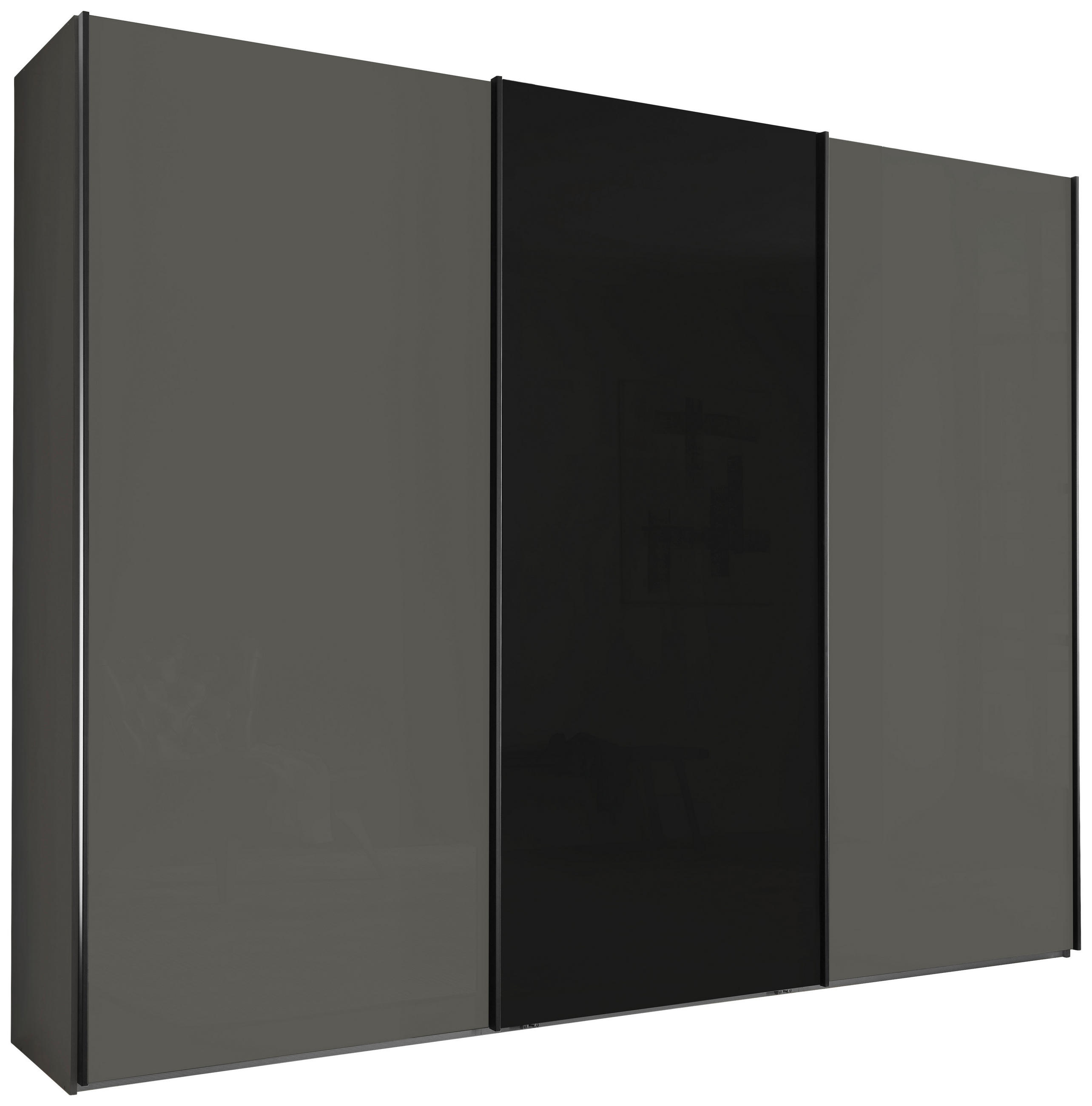 SCHWEBETÜRENSCHRANK 300/217/67 cm,  in Dunkelgrau, Lavagrau, 3 Tür(en)  - Dunkelgrau/Lavagrau, Design, Glas/Holzwerkstoff (300/217/67cm) - Novel