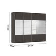 SCHWEBETÜRENSCHRANK 271/235/68 cm 4-türig Graphitfarben  - Chromfarben/Graphitfarben, Design, Holzwerkstoff/Metall (271/235/68cm) - Novel