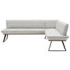 ECKBANK 243/163 cm Webstoff Schwarz, Eichefarben, Hellgrau Eiche massiv Metall   - Eichefarben/Hellgrau, Design, Holz/Textil (243/163cm) - Voleo