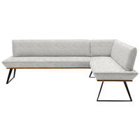 ECKBANK 243/163 cm Webstoff Schwarz, Eichefarben, Hellgrau Eiche massiv Metall   - Eichefarben/Hellgrau, Design, Holz/Textil (243/163cm) - Voleo