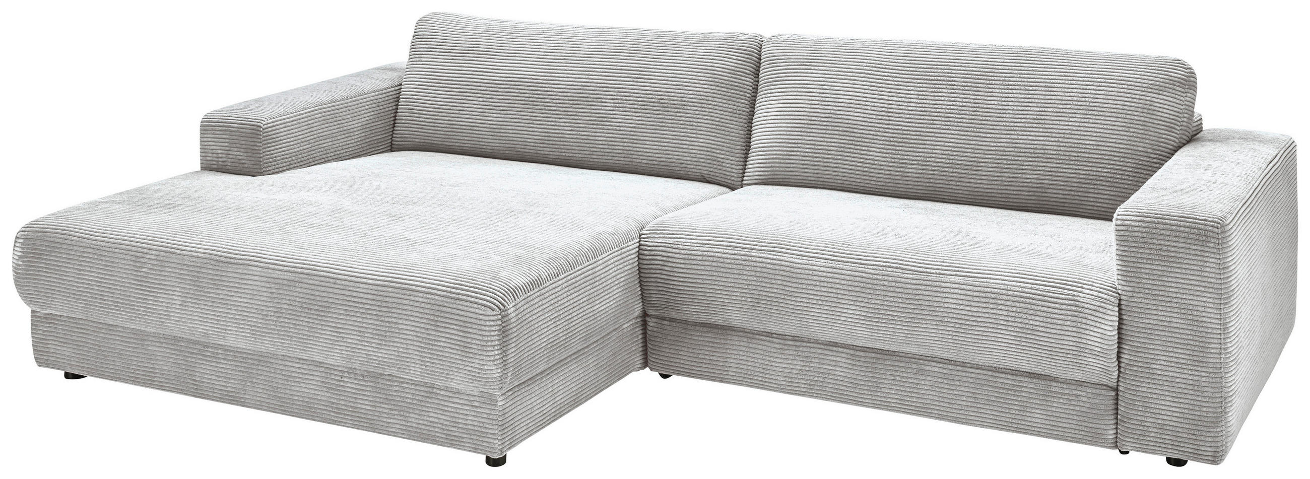 ECKSOFA in Cord Grau  - Schwarz/Grau, Design, Kunststoff/Textil (168/296cm) - Pure Home Lifestyle