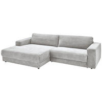 ECKSOFA inkl. Relaxfunktion Grau Cord  - Schwarz/Grau, Design, Kunststoff/Textil (168/296cm) - Pure Home Lifestyle