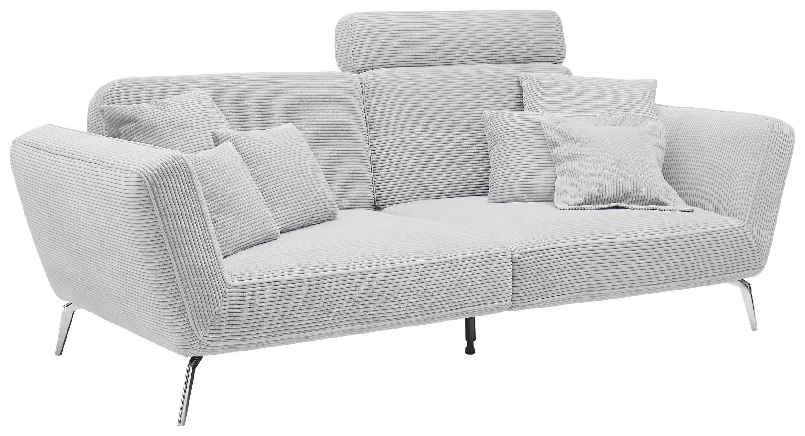 3-SITZER-SOFA Cord Silberfarben  - Chromfarben/Silberfarben, KONVENTIONELL, Kunststoff/Textil (260/90/125cm) - SetOne by Musterring
