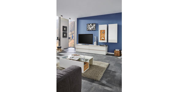 WOHNWAND Eichefarben, Weiß - Eichefarben/Weiß, Design, Holz/Holzwerkstoff (291/195/56,5cm) - Dieter Knoll