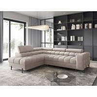 ECKSOFA in Plüsch Beige  200/276 cm  - Beige/Schwarz, Design, Textil/Metall (200/276cm) - MID.YOU