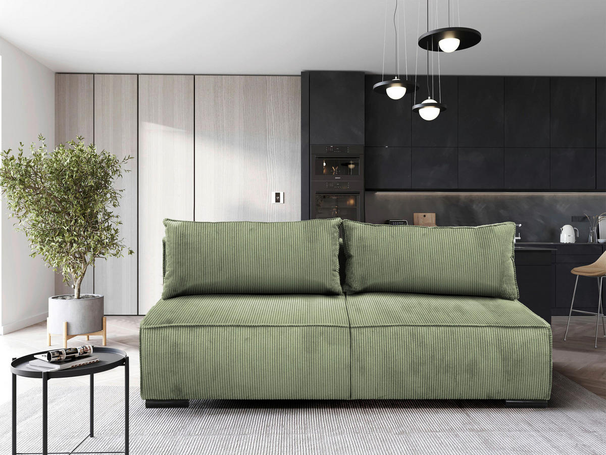 SCHLAFSOFA in Struktur Mintgrün  - Schwarz/Mintgrün, Design, Kunststoff/Textil (202/90/99cm) - MID.YOU