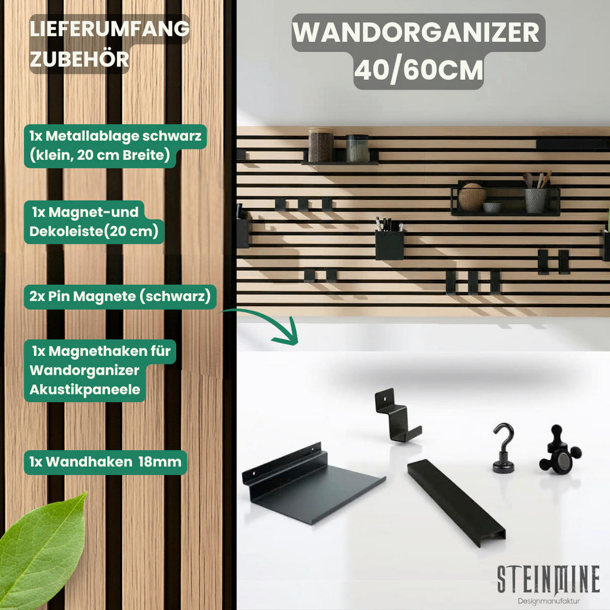 KÜCHEN-ORGANIZER-SET  - Schwarz/Braun, Basics, Holzwerkstoff/Metall (60/40/2cm)