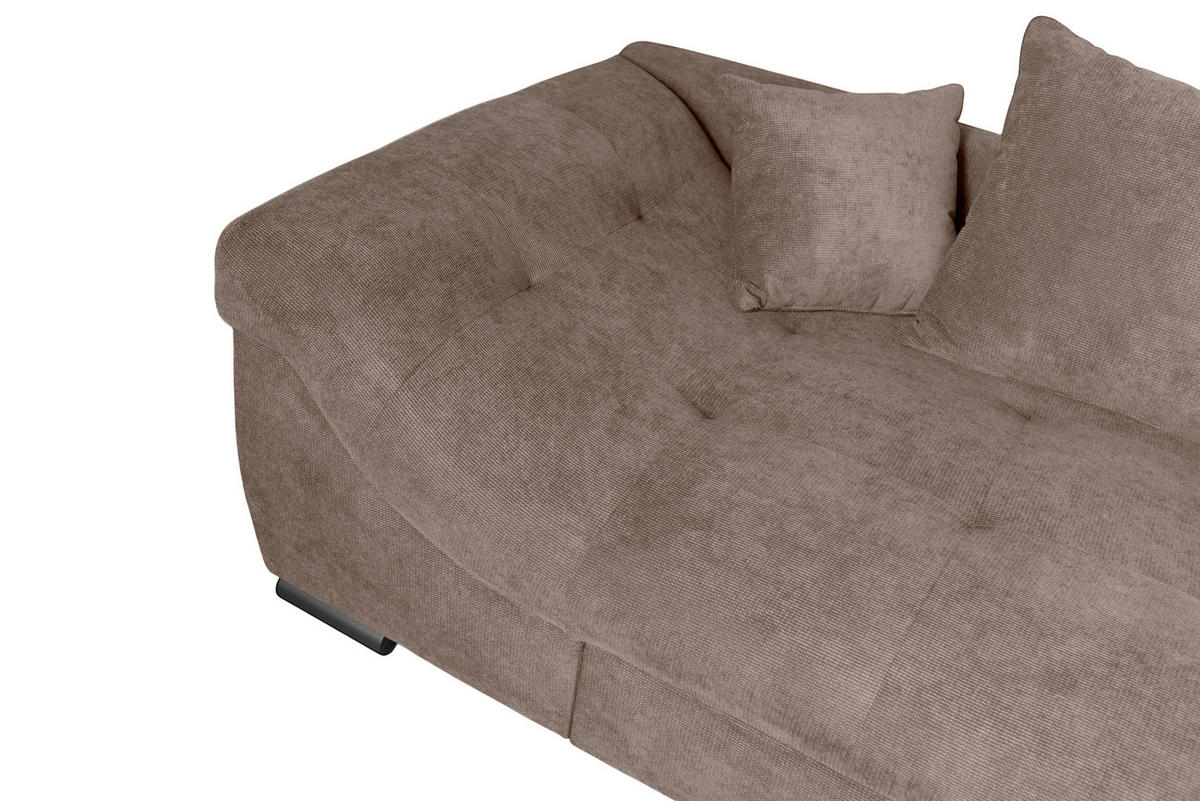 ECKSOFA ATLANTA Braun Struktur Liegefläche im Originalstoff  - Schwarz/Braun, Design, Textil/Metall (298/202cm) - MID.YOU