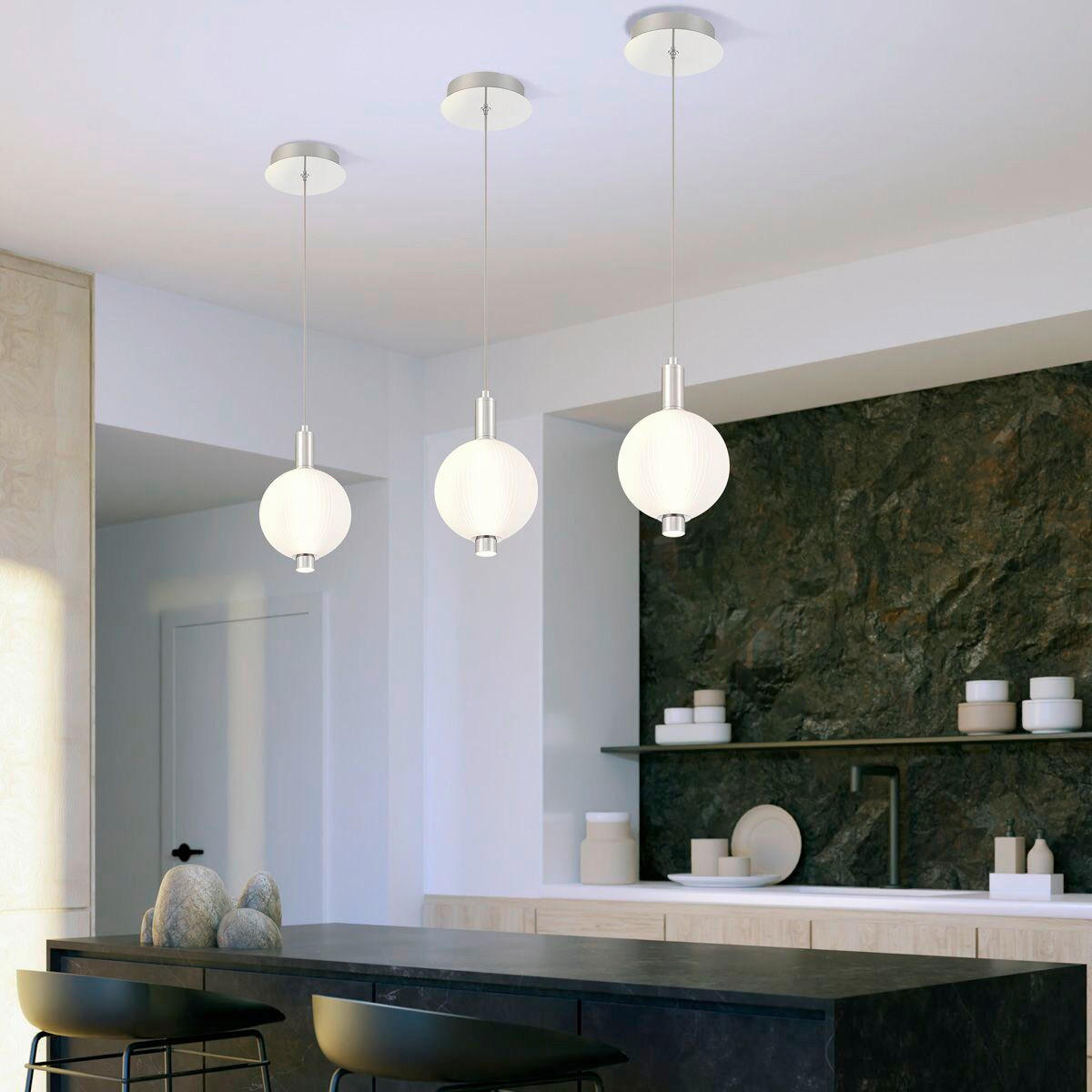 LED-PENDELLEUCHTE 15,2/32 cm    - Nickelfarben, Konventionell, Glas/Metall (15,2/32cm) - Elstead Lighting