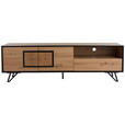 LOWBOARD in 180/55/40 cm - Eichefarben/Schwarz, Design, Holzwerkstoff/Metall (180/55/40cm) - Xora