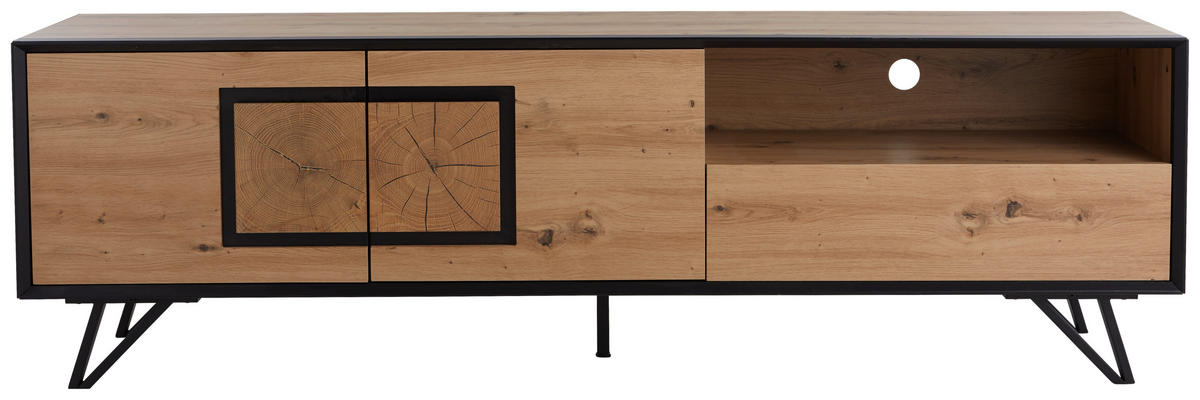 NÍZKA KOMODA, čierna, farba duba, 180/55/40 cm - čierna/farba duba, Design, kov/kompozitné drevo (180/55/40cm) - Xora