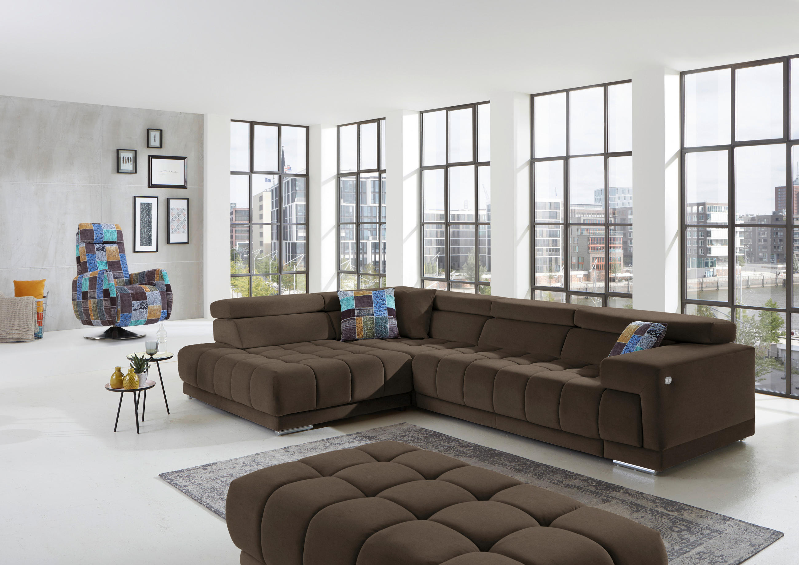 ECKSOFA in Mikrofaser Braun  222/326 cm  - Chromfarben/Braun, Design, Textil/Metall (222/326cm) - Beldomo Speed