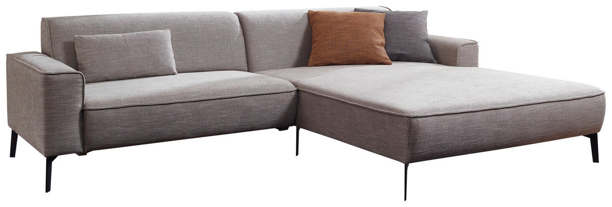 ECKSOFA Grau Flachgewebe  - Schwarz/Grau, Design, Textil/Metall (285/190cm) - Johann Jakob