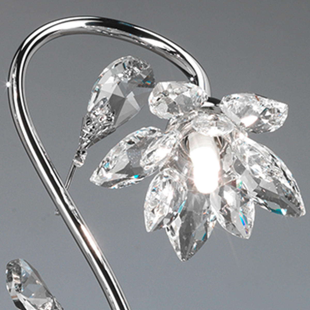 KRISTALL-TISCHLEUCHTE 20/35 cm   - Chromfarben, KONVENTIONELL, Glas/Metall (20/35cm)