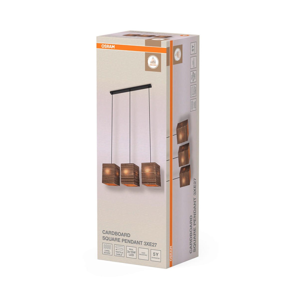 HÄNGELEUCHTE 83/20/130 cm  - Natur, Karton/Metall (83/20/130cm) - Osram