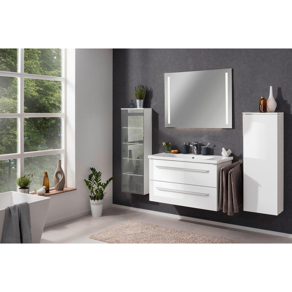 Thumbnail - Mid.you Unterschrank, Weiß, Glas, 4 Fächer, F, 40.5x122x21 cm, hängend, Badezimmer, Badezimmerschränke, Bad Unterschränk...