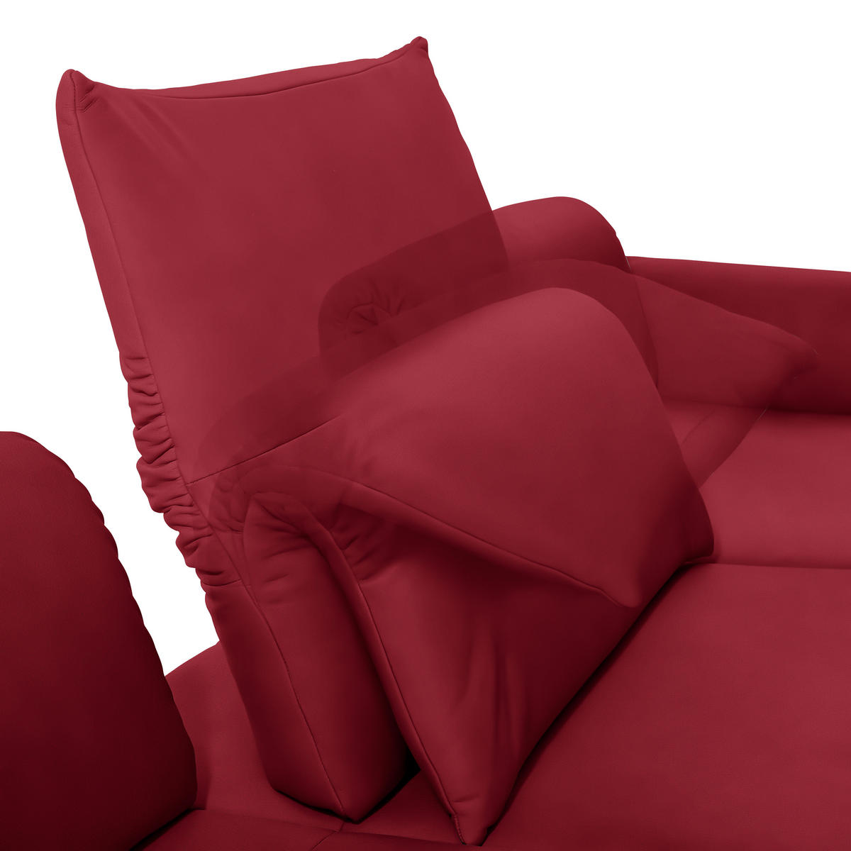 ECKSOFA in Echtleder Rot  308/173 cm  - Anthrazit/Rot, Design, Leder/Metall (308/173cm) - Joop!
