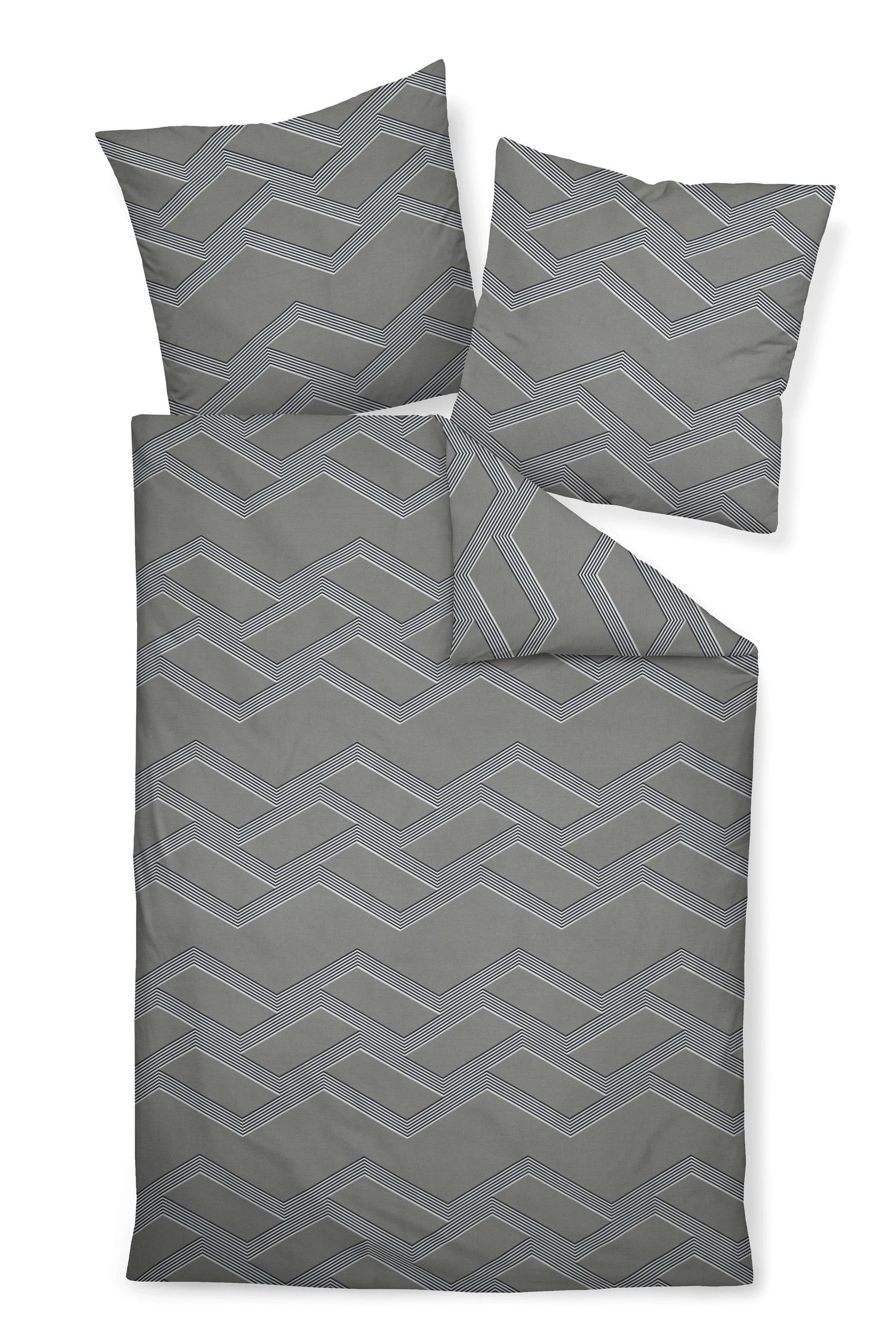 BETTWÄSCHE J.D. Makosatin 155/220 cm  - Blaugrau/Grau, Design, Textil (155/220cm) - Janine