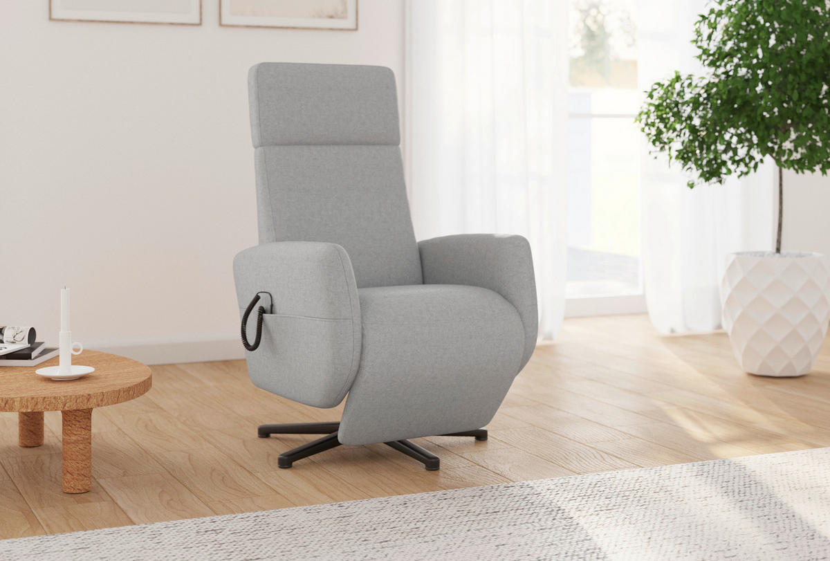 RELAXSESSEL in Textil Hellgrau  - Hellgrau/Schwarz, Konventionell, Textil/Metall (71/110/82cm) - Sit & More