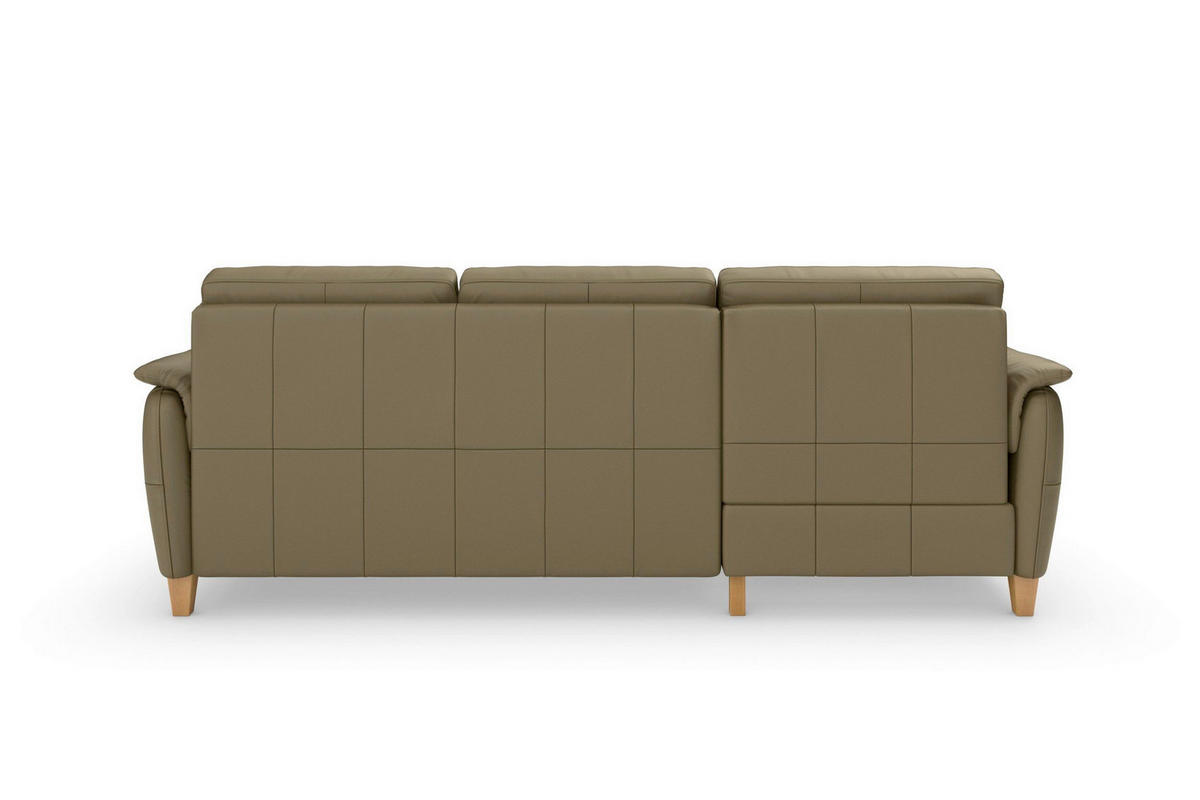 ROHOVÁ SEDAČKA, koža, olivovozelená - olivovozelená/farba duba, Basics, koža/drevo (163/244cm) - Sit & More