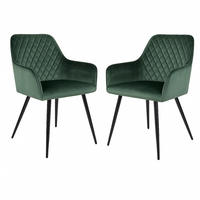 STOL MED ARMSTÖD SET 2 styck sammet  - svart/mörkgrön, Modern, metall/textil (57/87/65cm) - MID.YOU