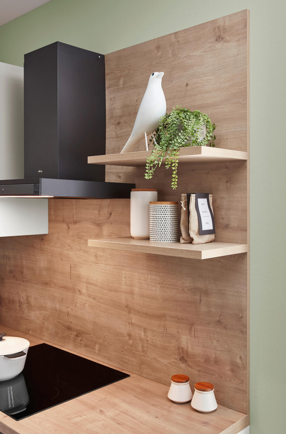 ECKKÜCHE 245/160 cm  in Eichefarben, Magnolie  - Edelstahlfarben/Eichefarben, Design, Holzwerkstoff/Metall (245/160cm) - Celina