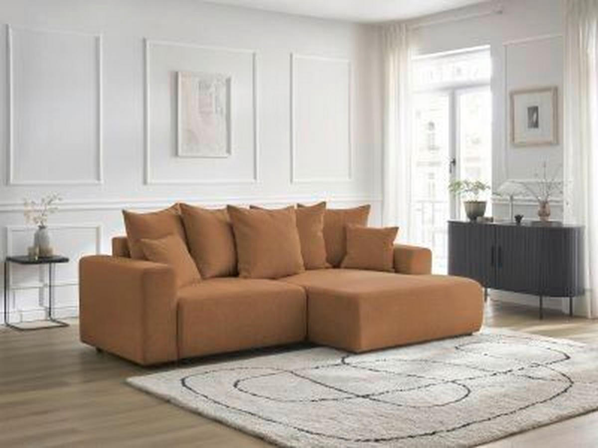 ECKSOFA Ottomane rechts  ATILLA Orange Flachgewebe  - Schwarz/Orange, MODERN, Kunststoff/Textil (244/149cm)