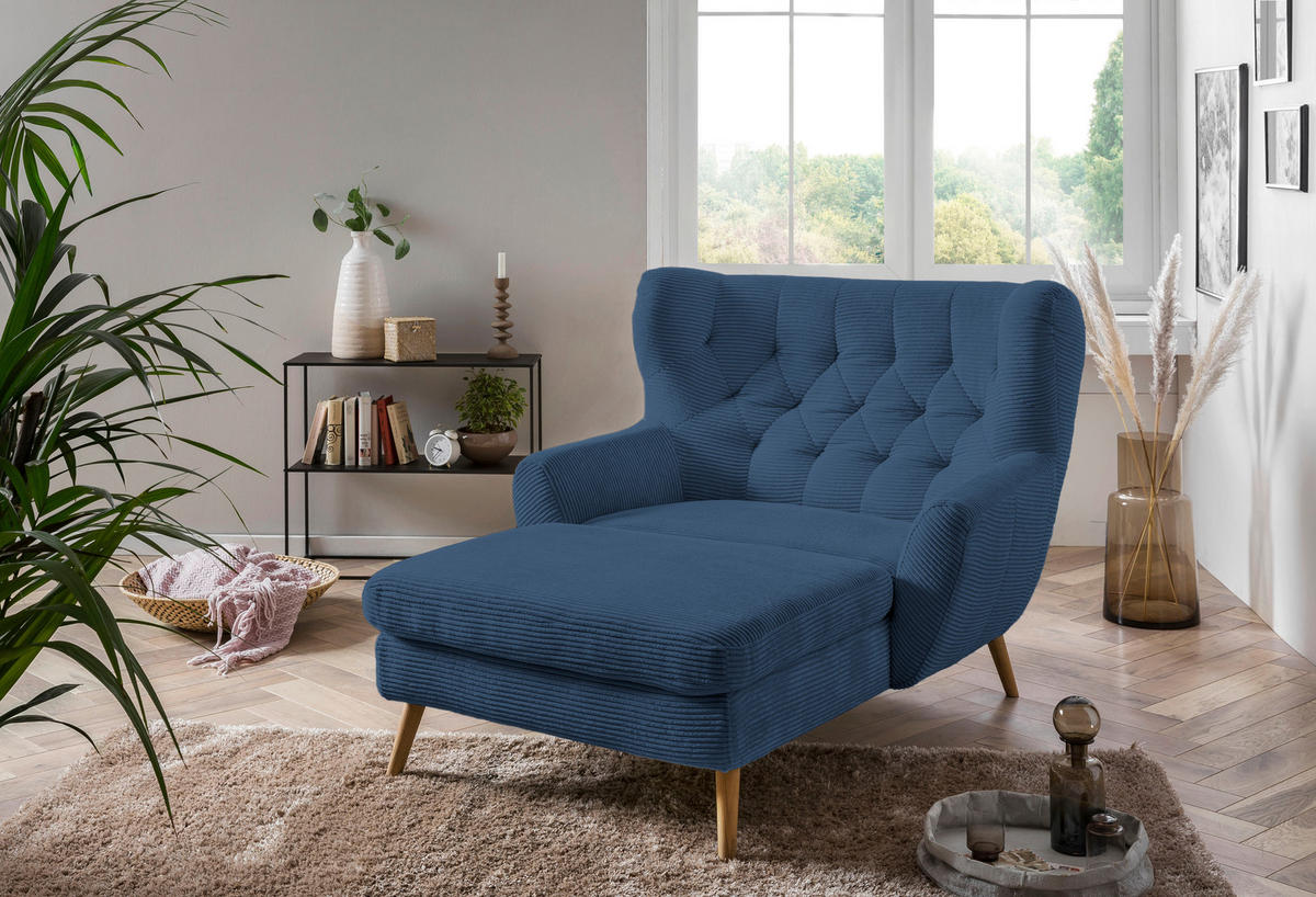 XXL-SESSEL Cord Blau    - Blau, Design, Holz/Textil (120/101/165cm) - Stylife