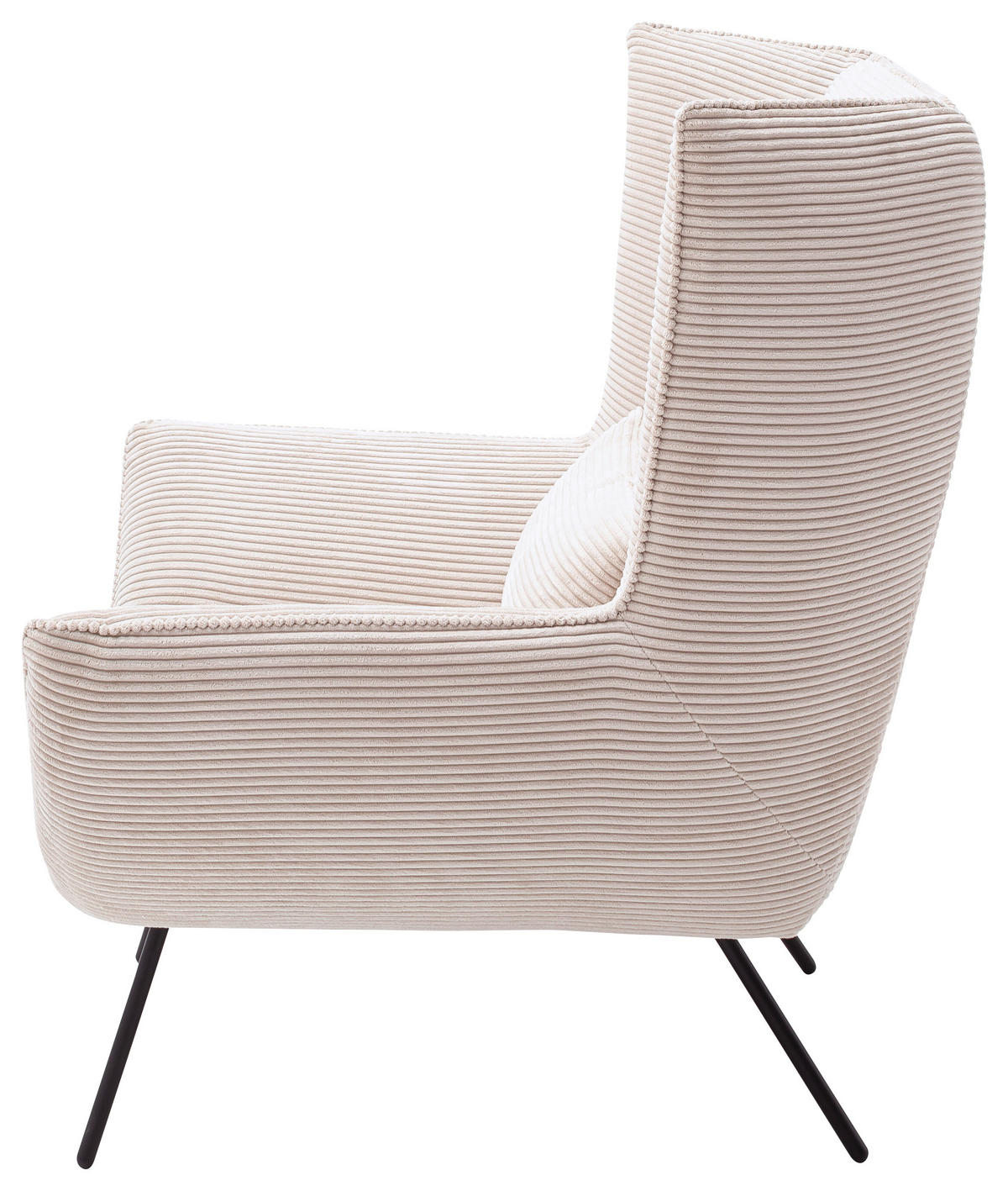SESSEL in Cord Naturfarben  - Schwarz/Naturfarben, Design, Textil/Metall (90/112/94cm) - Pure Home Lifestyle