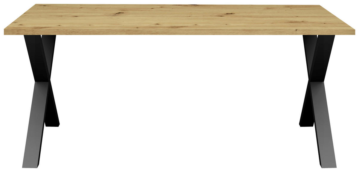 ESSTISCH in Metall, Holzwerkstoff 200/100/78 cm   - Eichefarben/Schwarz, MODERN, Holzwerkstoff/Metall (200/100/78cm) - Livetastic