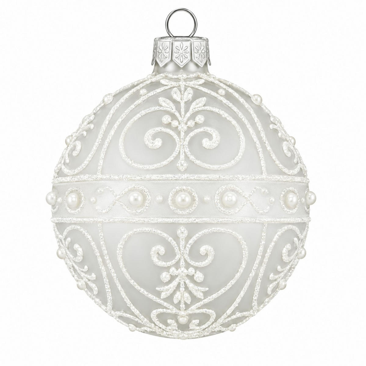 CHRISTBAUMKUGEL 10 cm  - Silberfarben/Weiß, LIFESTYLE, Glas/Metall (10cm) - X-Mas