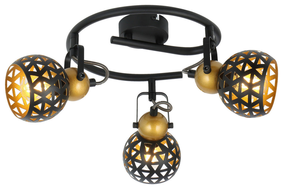 DECKENSTRAHLER - Goldfarben/Schwarz, Basics, Metall (25/17,5cm) - Globo