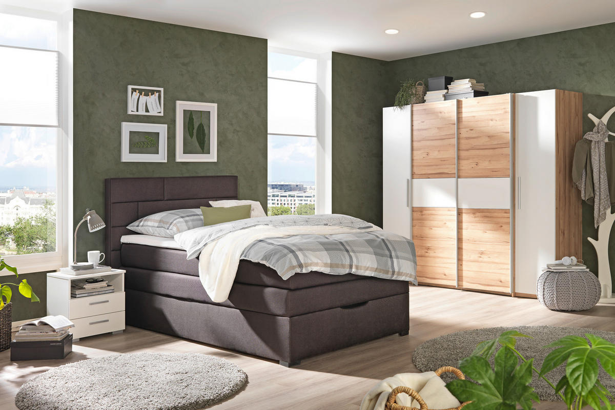 BOXSPRINGBETT 120/200 cm  in Hellgrau  - Wengefarben/Hellgrau, KONVENTIONELL, Textil (120/200cm) - Carryhome