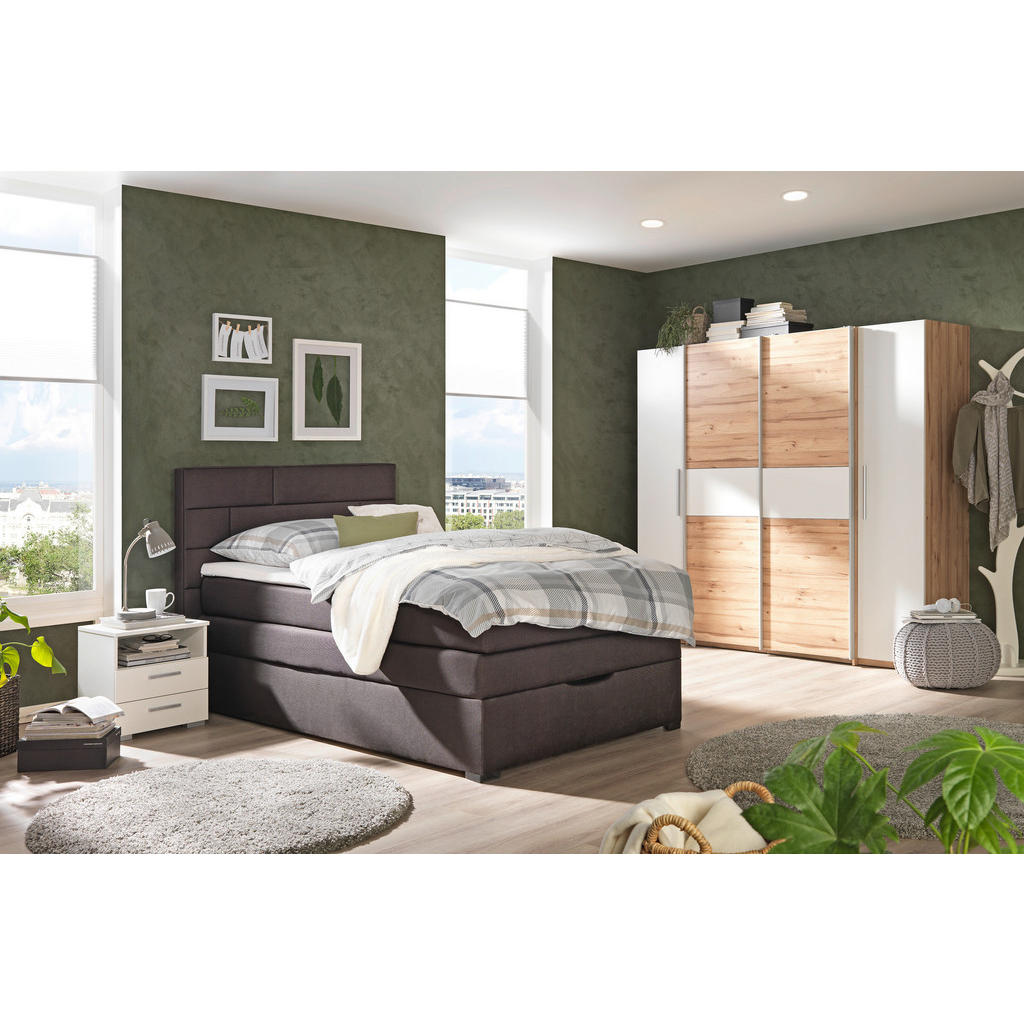 Thumbnail - Carryhome Boxspringbett, Hellgrau, Textil, Kiefer, vollmassiv, H2, Höhe ca. 17 cm, 120x200 cm, Federkernmatratze, Stoffa...