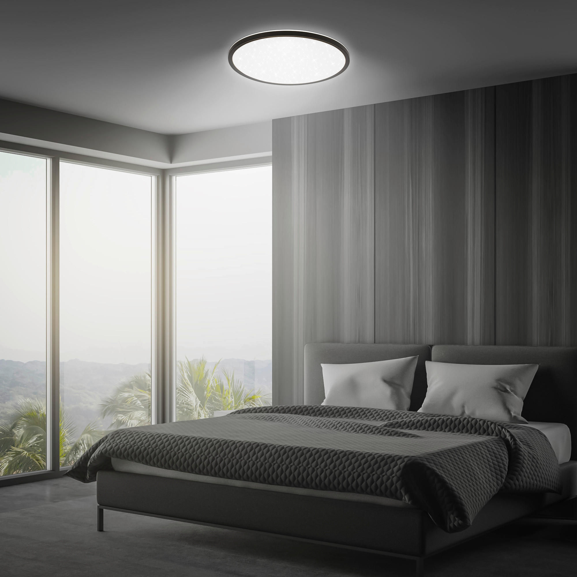 LED-PANEEL  - Schwarz, Basics, Kunststoff (37,5/4,5cm)