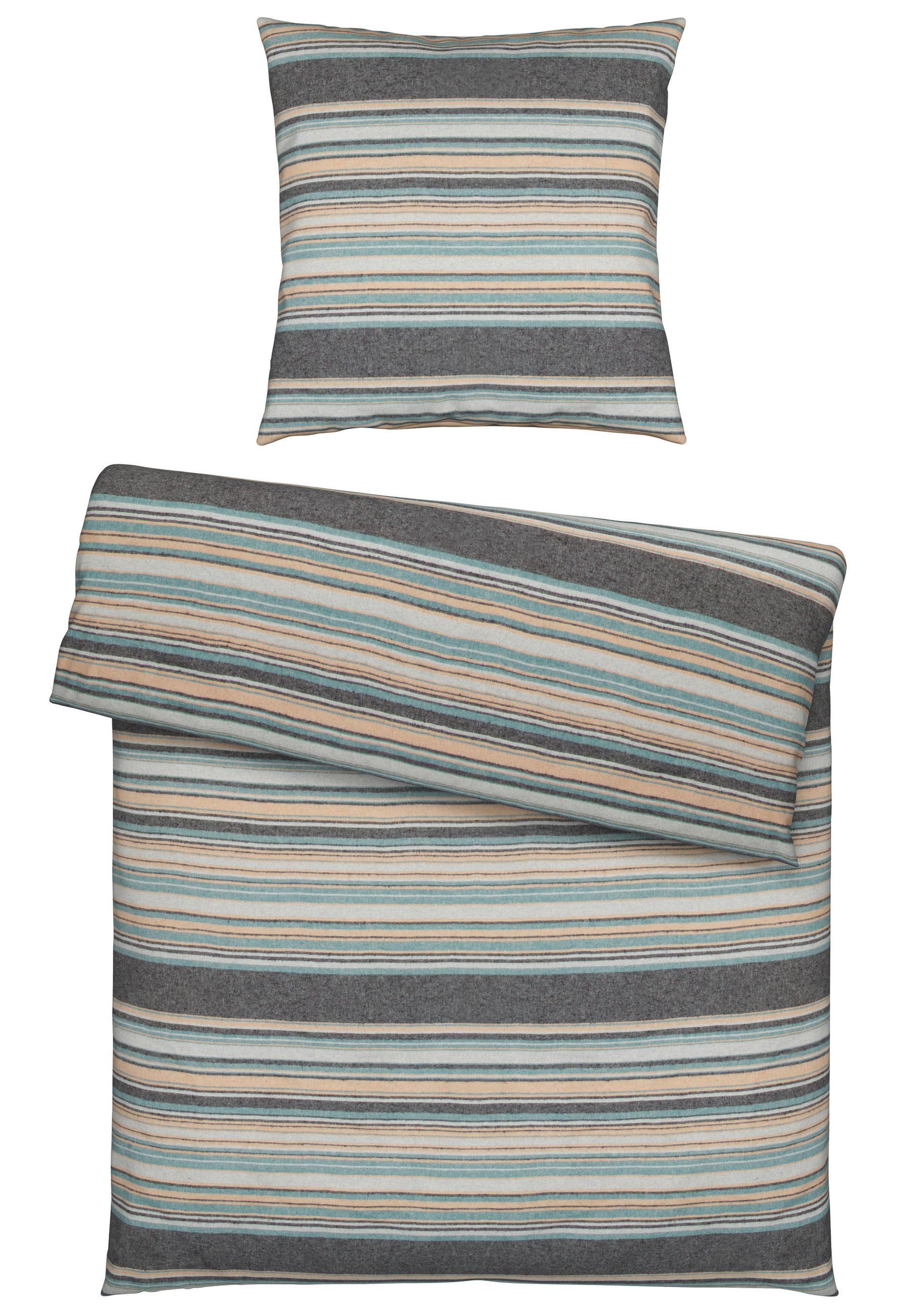 BETTWÄSCHE Flanell 135/200 cm  - Blau/Beige, Basics, Textil (135/200cm) - Novel