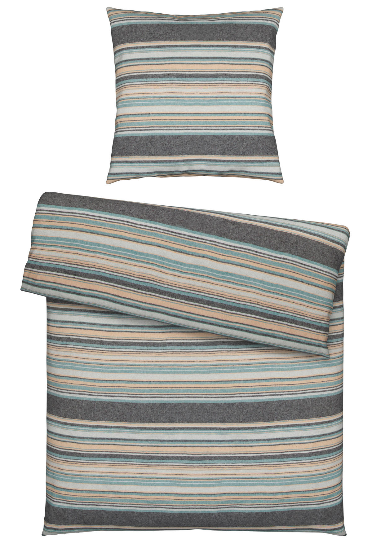 BETTWÄSCHE Flanell 135/200 cm  - Blau/Beige, Basics, Textil (135/200cm) - Novel