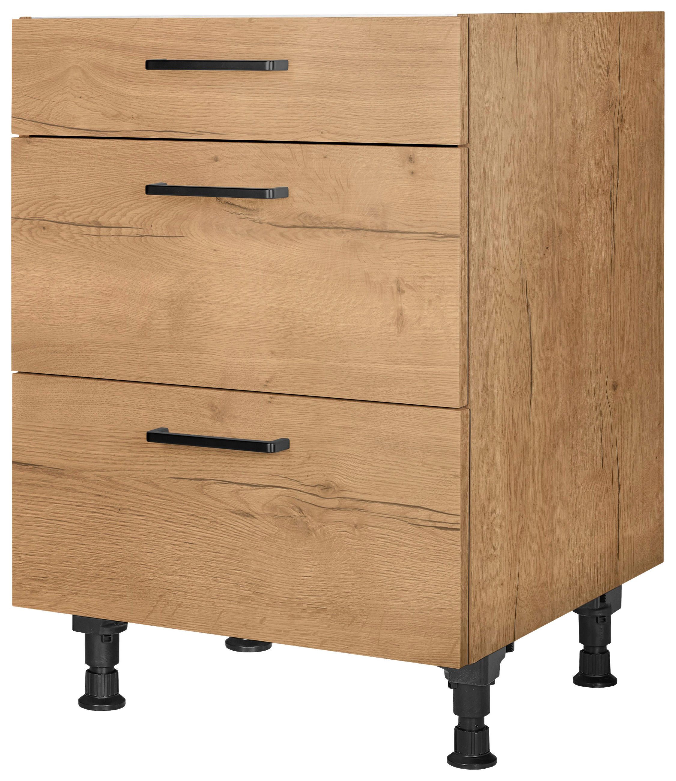 KOCHFELDUMBAUSCHRANK 60/87/56 cm  in Eichefarben  - Eichefarben/Schwarz, MODERN, Holzwerkstoff/Metall (60/87/56cm) - Nobilia