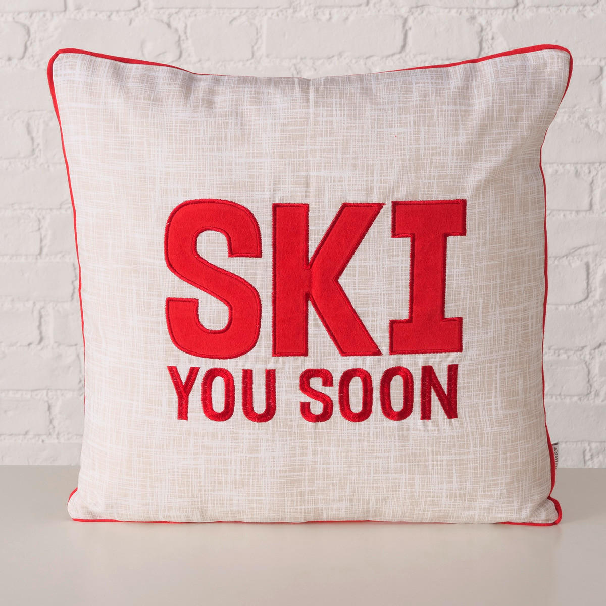 ZIERKISSEN    - Beige/Rot, Trend, Textil (12/45/45cm)