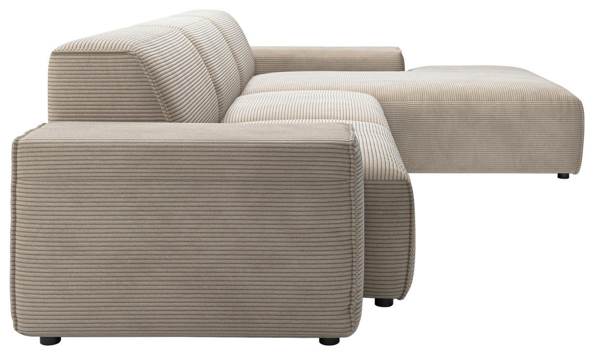 ECKSOFA in Cord Taupe  - Taupe/Schwarz, Design, Kunststoff/Textil (300/189cm) - Pure Home Lifestyle
