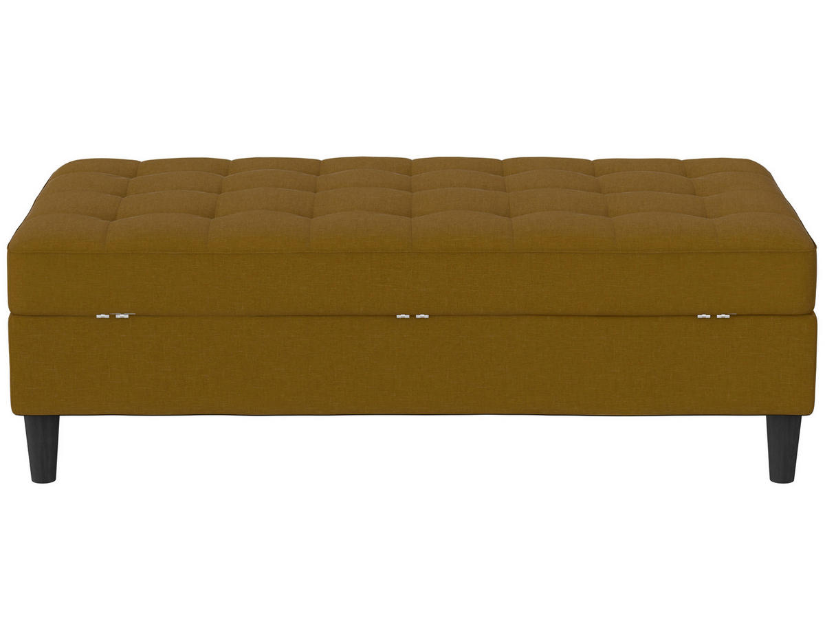 HOCKER PALERMO Webstoff, Leinenoptik Currygelb  - Currygelb/Schwarz, Basics, Kunststoff/Textil (130/43/69cm) - Livetastic