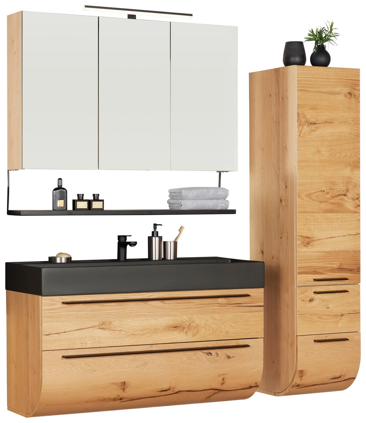 HOCHSCHRANK 40/173/45 cm  - Eichefarben/Schwarz, Modern, Holz/Metall (40/173/45cm) - Dieter Knoll