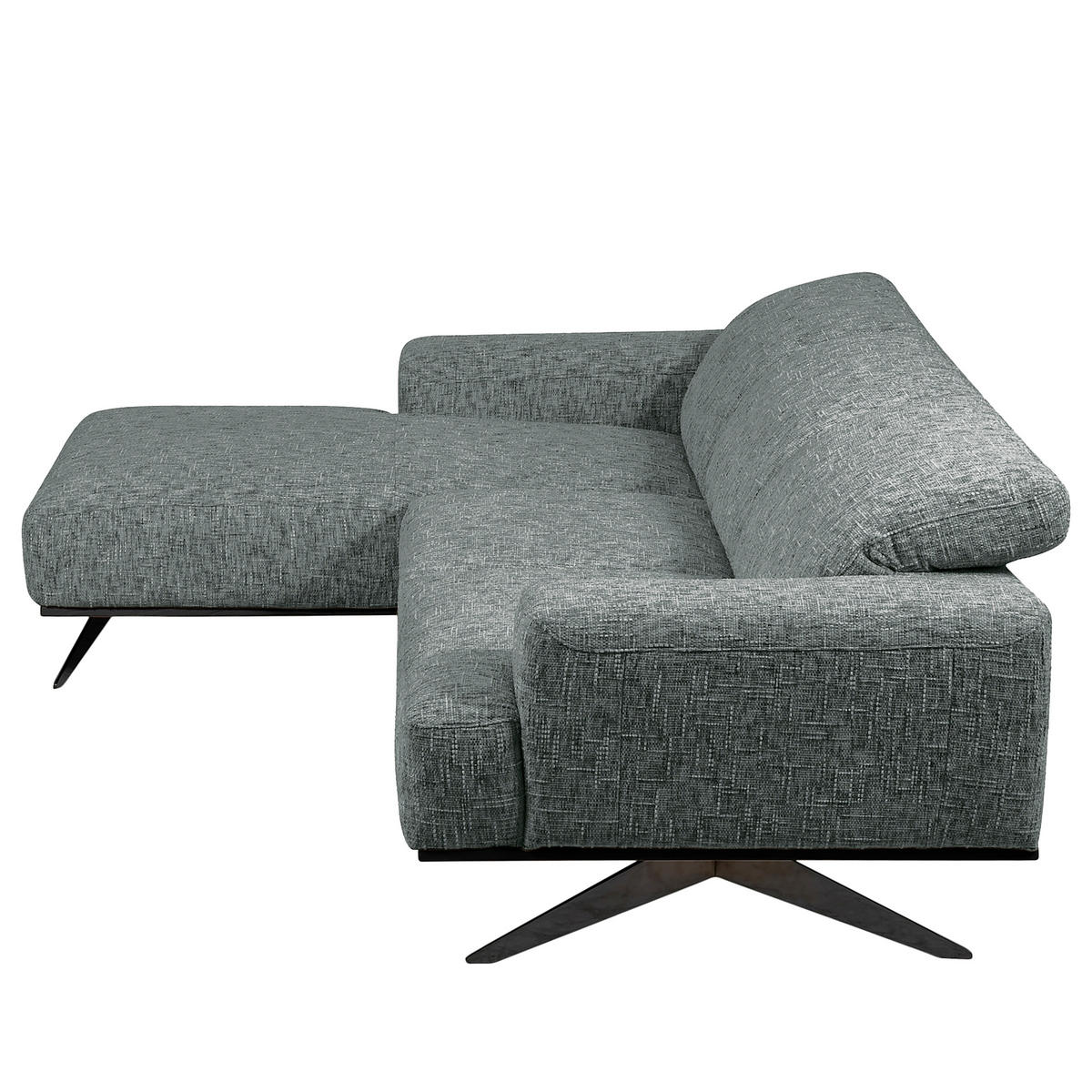 ECKSOFA PORTLAND Anthrazit Struktur Kopfteilverstellung  - Anthrazit/Schwarz, Design, Holz/Textil (187/295cm) - Livetastic