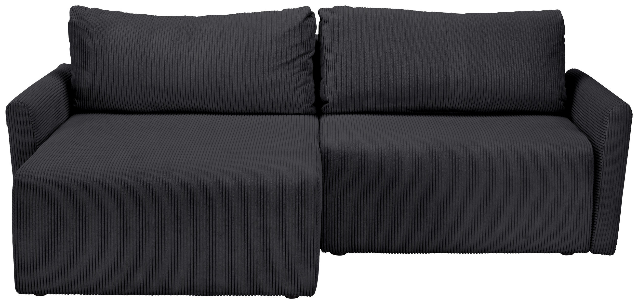 ECKSOFA Anthrazit Cord  - Anthrazit/Schwarz, KONVENTIONELL, Kunststoff/Textil (228/146cm) - MID.YOU