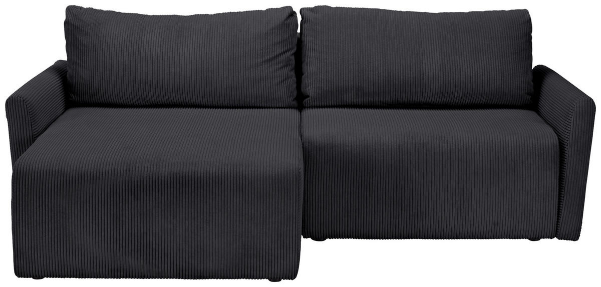 ECKSOFA in Cord Anthrazit  - Anthrazit/Schwarz, Konventionell, Kunststoff/Textil (228/146cm) - MID.YOU